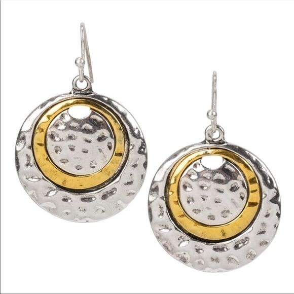 Free People Jewelry - Hammered Earrings Gold Silver Boho Dangle Earrings